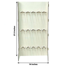 3-Tier Wooden Rectangle Champagne Wall Glass Holder in White - Floor Standing 15 Stemware Rack Cocktail Display Drink Organizer for Rustic Events & Banquets
