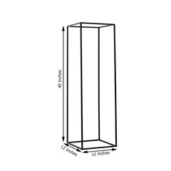 2-Pack Wedding Flower Stand Matte Black Metal Geometric Column Frame Rectangular - Versatile Floral Pedestal for Sophisticated Arrangements 40"