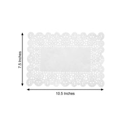 100 Pcs 7"x10" Rectangle White Lace Paper Doilies, Food Grade Paper Placemats