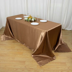 Satin Rectangular 90"x132" Tablecloth Taupe Satin - Seamless Table Cover