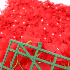 11 Sq ft. Red UV Protected Hydrangea Flower Wall Mat Backdrop - 4 Artificial Panels