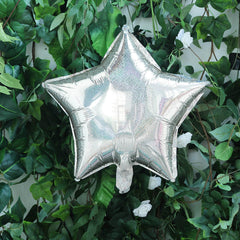 2 Pack 16" 4D Shiny Silver Star Mylar Foil Helium or Air Balloons