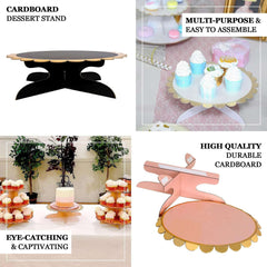 1-Tier Cardboard Cake Stand Blush - Stylish Reusable Cupcake Dessert Holder with Gold Scalloped Rim for Baby Showers Birthdays & Events 13"
