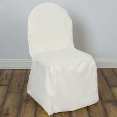 Polyester Slip On Banquet Chair Covers Ivory - Stain-Resistant Reusable Durable Fabric