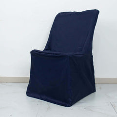 Polyester Chair Cover for Folding Lifetime Chairs Navy Blue - Reusable Durable Slip-On Cover
