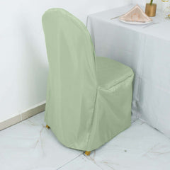 Polyester Slip On Banquet Chair Covers Sage Green - Stain-Resistant Reusable Durable Fabric