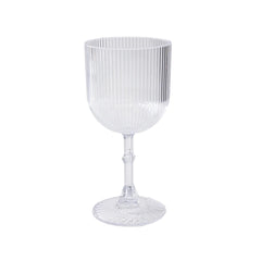 12-Pack Plastic Goblets Clear Vintage Ribbed Pattern - Reusable Shatterproof Glassware 9oz