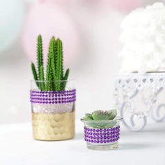 3ft Purple Stick-On Rhinestone Tape, DIY Self Adhesive Diamond Gemstone Stickers