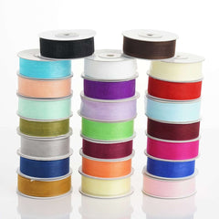 25 Yard 7 8" DIY Ivory Organza Ribbon With Mono Edge - Clearance SALE