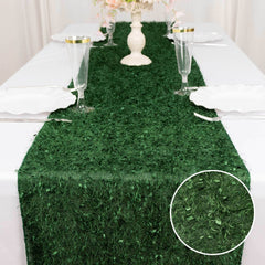 Polyester 12"x108" Table Runner Green - Fringe Shag Table Decor
