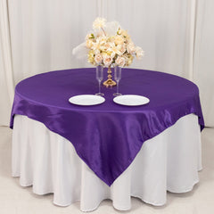 Lamour Satin 72"x72" Table Overlay Square Tablecloth Purple - Smooth Finish Table Topper