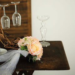 2 Bushes Pink Artificial Silk Rose and Hydrangea Flower Bouquets