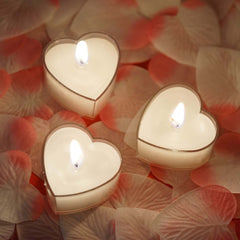 12-Pack Tealight Candles Heart Shaped Design White - Valentines Decor for Romantic Settings Mini