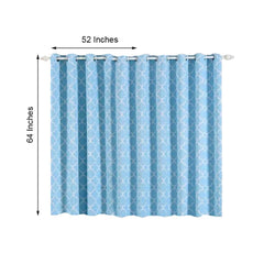 2 Pack Blue White Lattice Room Darkening Blackout Curtain Panels With Grommet, Designer Trellis Curtains 52"x64" - Clearance SALE