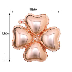 10 Pack 15" Rose Gold Four Leaf Clover Shaped Mylar Foil Balloons
