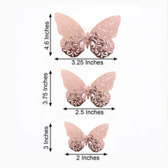 12-Pack 3D Butterfly Wall Decals, DIY Removable Mural Stickers Rose Gold Cake Decorations Eye-Catching Design