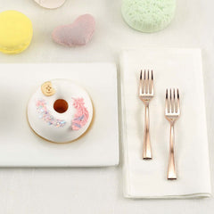 24-Pack Plastic Mini Dessert Forks Rose Gold 4"