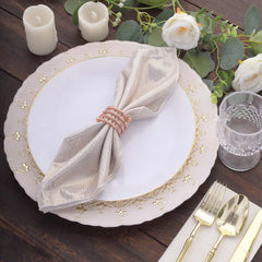 5 Pack Polyester 20"x20" Napkins Beige Shimmer Sequin Dots - Luminous Cloth Napkins