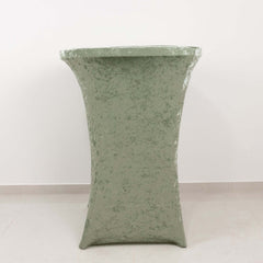 Crushed Velvet Spandex 32" Round Cocktail Table Cover Sage Green Smooth Highboy Tablecloth