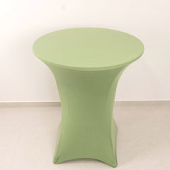 Spandex 33"-36" Round Cocktail Table Cover Sage Green - Easy to Maintain Stretch Fitted Highboy Tablecloth