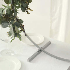 28" Silver Metal Round Hoop Wedding Centerpiece, Self Standing Table Floral Wreath Frame