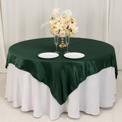 Lamour Satin 72"x72" Table Overlay Square Tablecloth Hunter Emerald Green - Smooth Finish Table Topper