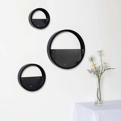Set of 3 Black Half Moon Wall Planters, Round Metal Wall Hanging Planter, Modern Indoor Outdoor Terrarium - 6",8",12"
