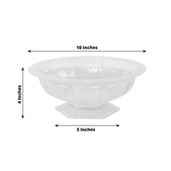 3-Pack Plastic Footed Compote Bowl Flower Vases Roman Style Clear - Round Decorative Pedestal Table Centerpieces 10"