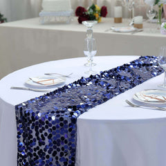 Big Payette Sequin 13"x108" Table Runner Navy Blue - Dazzling Design