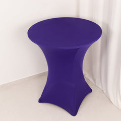 Spandex 33"-36" Round Cocktail Table Cover Purple - Easy to Maintain Stretch Fitted Highboy Tablecloth