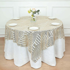 Sequin 72" Table Overlay Square Tablecloth Champagne - Diamond Glitz Table Cover
