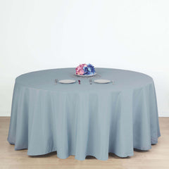 Polyester 132" Round Tablecloth Dusty Blue - Seamless Chic Table Cover