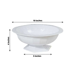 3-Pack Plastic Footed Compote Bowl Flower Vases Roman Style White - Round Decorative Pedestal Table Centerpieces 10"