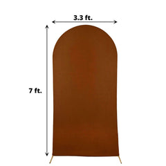 7ft Cinnamon Brown Spandex Fitted Chiara Backdrop Stand Cover For Round Top Wedding Arch