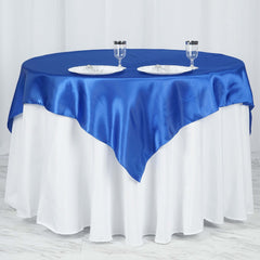 Satin 60"x60" Table Overlay Square Tablecloth Royal Blue - Smooth Silky Touch Table Cover
