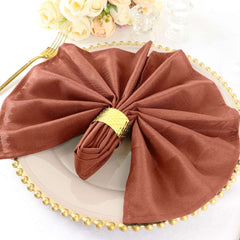 5 Pack Polyester 20"x20" Napkins Terracotta (Rust) - Wrinkle Resistant & Easy Care Cloth Napkins