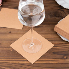 20-Pack Paper Linen-Like Cocktail Napkins Terracotta (Rust) - Disposable 5"x5" Airlaid Soft Napkins