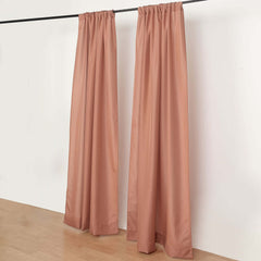 2 Pack Terracotta (Rust) Polyester Event Curtain Drapes, 10ftx8ft Backdrop Event Panels With Rod Pockets 130 GSM