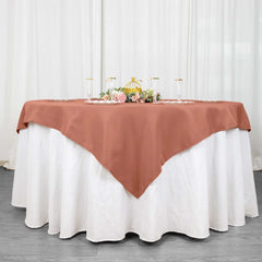 Premium Polyester 70"x70" Table Overlay Square Tablecloth Terracotta (Rust) 220GSM Wrinkle-Resistant Table Cover