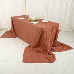 Taffeta 90"x156" Rectangle Tablecloth Terracotta (Rust) - Accordion Crinkle Seamless Table Cover
