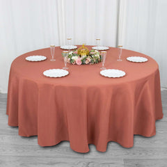 Premium Polyester 108" Round Tablecloth Terracotta (Rust) - Wrinkle-Resistant 220GSM Table Cover
