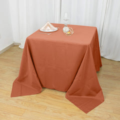 Polyester Square 90"x90" Tablecloth Terracotta (Rust) - Wrinkle-Resistant & Durable Table Cover