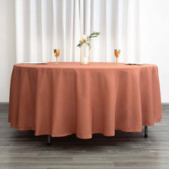 Polyester 108" Round Tablecloth Terracotta (Rust) - Wrinkle-Resistant Table Cover