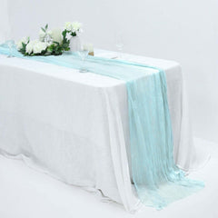 Gauze Cheesecloth 10ft Table Runner Light Blue - Rustic Boho Style
