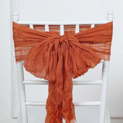 5 Pack Cheesecloth Gauze 16"x88" Chair Sashes Terracotta (Rust) - Boho Chair Decorations