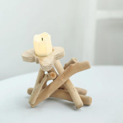 Natural Driftwood Candle Holder with Butterfly Top - Rustic Wooden Candle Stand for Events 8" Tall