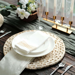 4-Pack Placemats Braided Design Natural Corn Husk Round - Woven Rustic Rattan Style for Tables 15"
