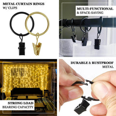 50 Pack Gold Metal Openable Curtain Clip Rings, Heavy Duty Rustproof Drapery Backdrop Clip Hangers - 1.5"
