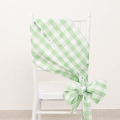 5 Pack Polyester Chair Sashes Sage Green/White Buffalo Plaid - Durable & Reusable Chair Bows 6"x108"