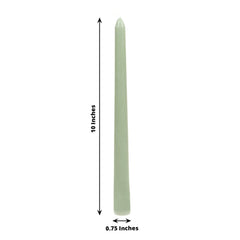 12-Pack Taper Candles Premium Wax Design Sage Green - Unscented Candles for Upscale Settings 10"